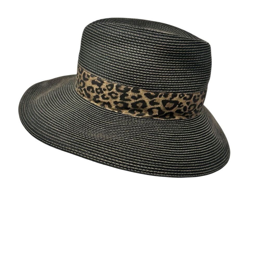 Eric Javits SquisheeStraw Fedora Hat – Leopard Print Band – Packable – UPF 50+ - Picture 3 of 9